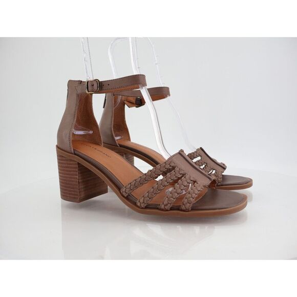 Lucky Brand Tasmina Women's Leather Ankle Strap Block Heel Brown Size 10M - Picture 1 of 12